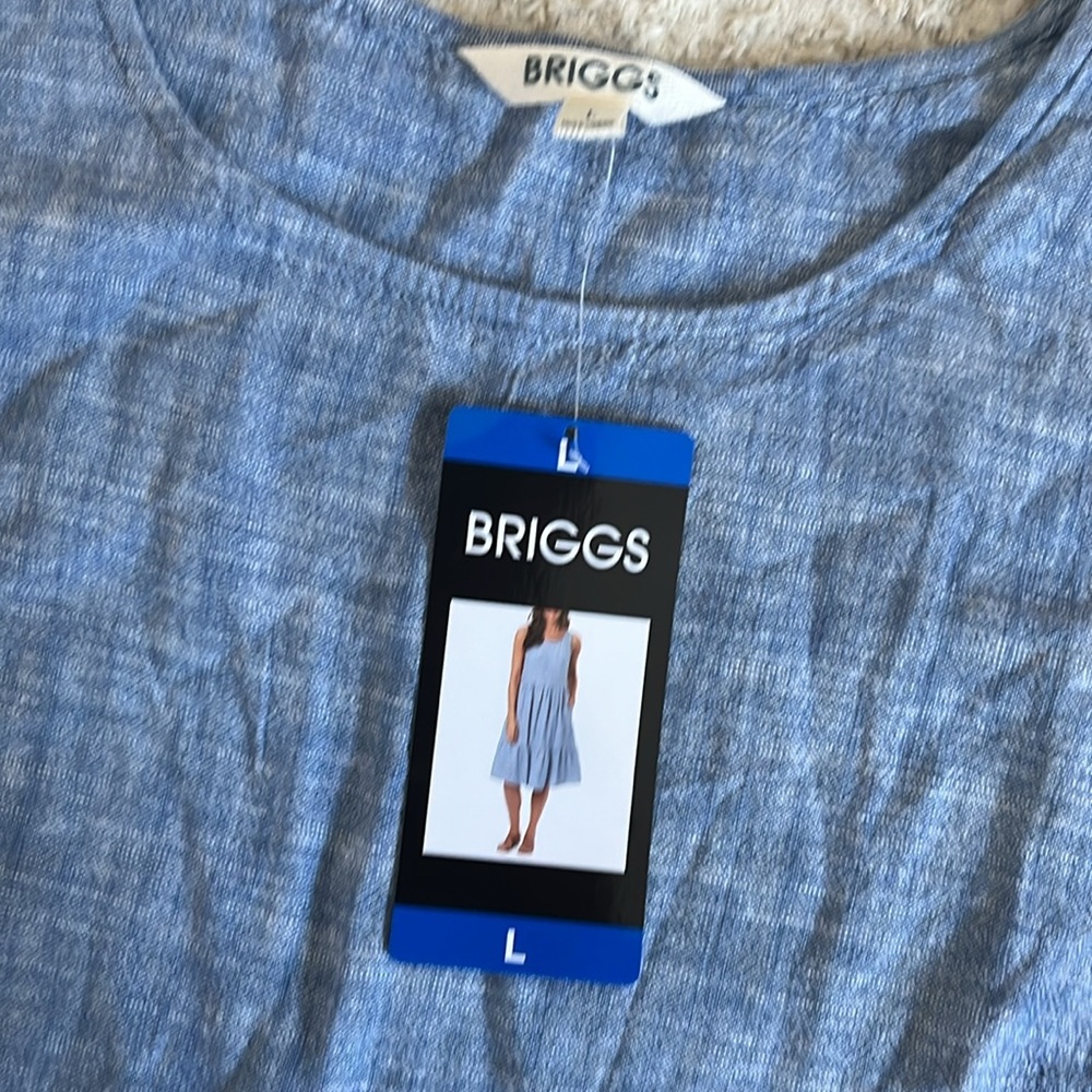 Briggs Ladies' Light Blue Tiered Linen Blend Sleeveless Dress - Picture 5 of 9